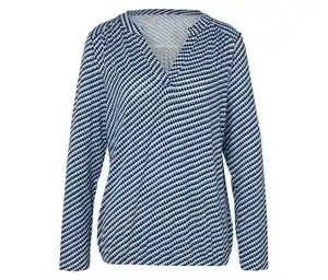 Bedrucktes Blusenshirt, dunkelblau-blau-weiß