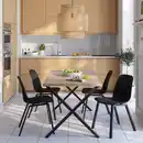 Bild 2 von SKÅLSTA Tisch und 4 Stühle, Eichenachbildung x-förmig schwarzgrau/Kunststoff schwarz profiliertes Metall/schwarzgrau, 140x80 cm