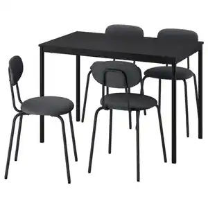 SANDSBERG Tisch und 4 Stühle, schwarz schwarz/Remmarn anthrazit anthrazit, 110x67 cm