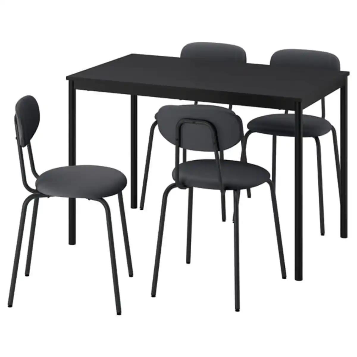 Bild 1 von SANDSBERG Tisch und 4 Stühle, schwarz schwarz/Remmarn anthrazit anthrazit, 110x67 cm