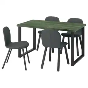 SKÅLSTA Tisch und 4 Stühle, dunkel graugrün marmoriert u-förmig schwarzgrau/Knäbäck dunkelgrau profiliertes Metall/schwarzgrau, 140x80 cm