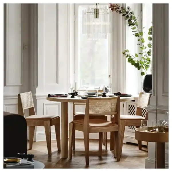 Bild 3 von STOCKHOLM 2025 / STOCKHOLM 2025 Tisch und 4 Stühle, Eichenfurnier/Eiche Rattan, 115 cm
