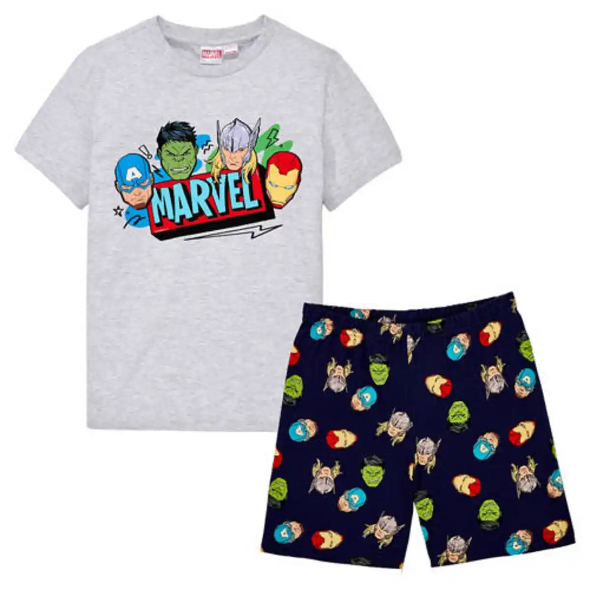 Bild 1 von LICENSED Kinder Shorty-Pyjama, Marvel, Grau/Dunkelblau, 122/128