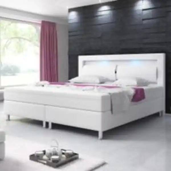 Bild 2 von Boxspringbett MILANO ca. 180x200cm- Weiß mit integriertem Topper