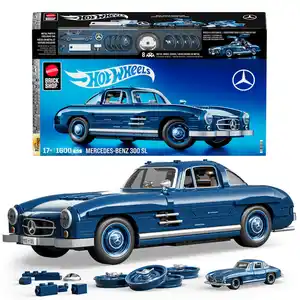 Mattel Brick Shop Hot Wheels Mercedes-Benz 300 SL Bauset (1600 Teile), für Sammler, 1 Stk