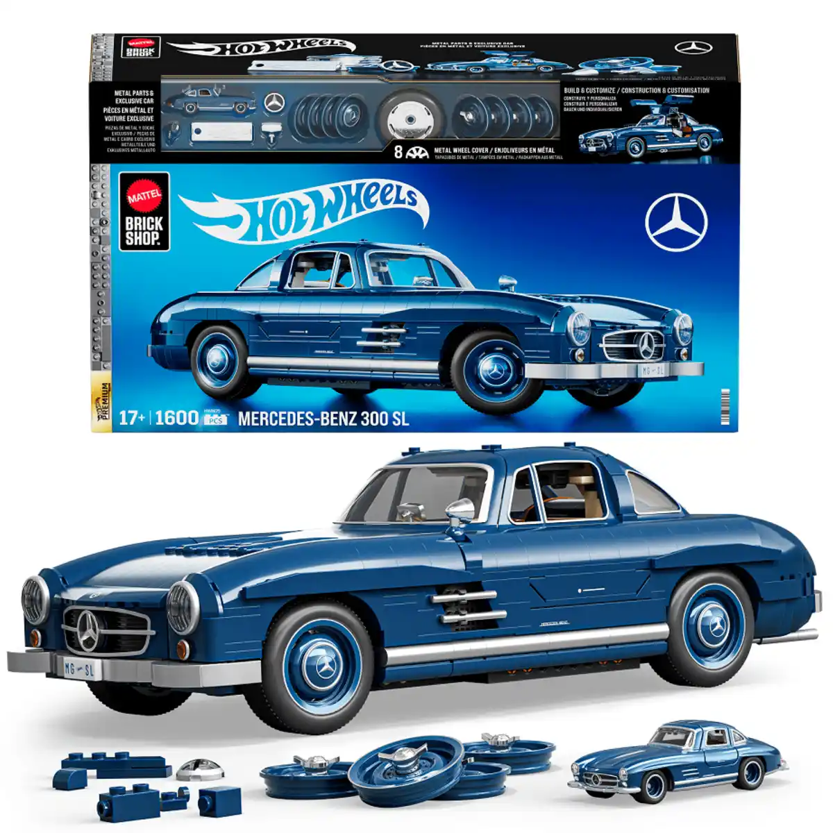 Bild 1 von Mattel Brick Shop Hot Wheels Mercedes-Benz 300 SL Bauset (1600 Teile), für Sammler, 1 Stk