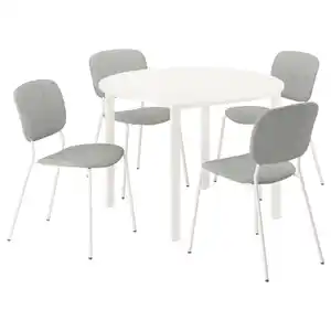 VIHALS / VIHALS Tisch und 4 Stühle, weiß weiß/weiß Tibbleby beige/grau, 107 cm