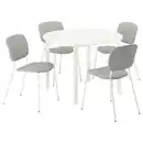 Bild 1 von VIHALS / VIHALS Tisch und 4 Stühle, weiß weiß/weiß Tibbleby beige/grau, 107 cm