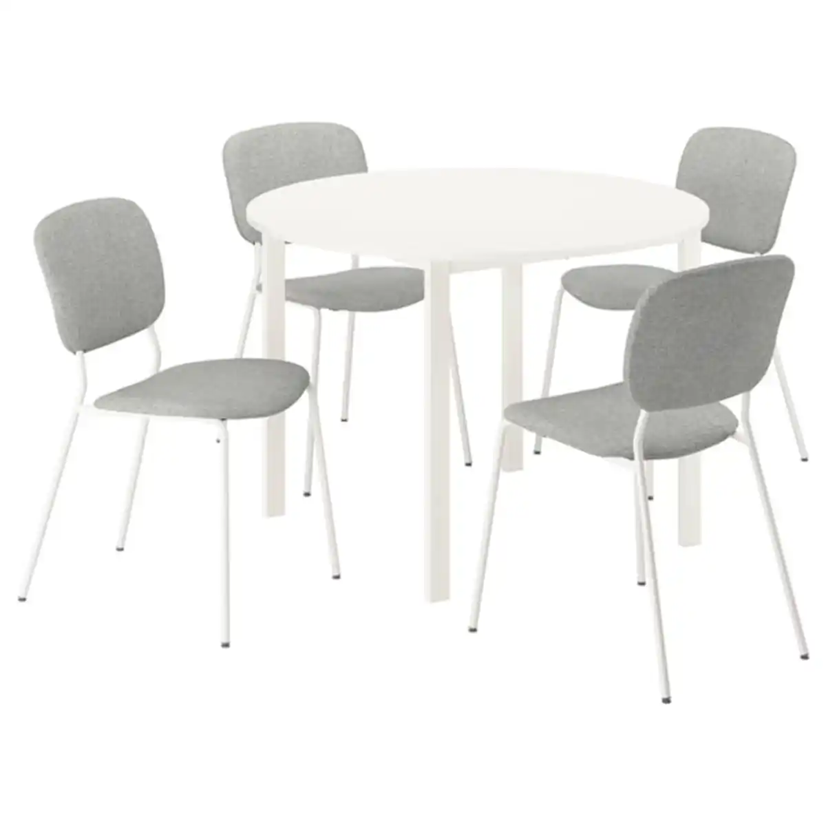 Bild 1 von VIHALS / VIHALS Tisch und 4 Stühle, weiß weiß/weiß Tibbleby beige/grau, 107 cm