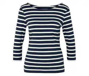 Shirt mit 3/4-Arm, dunkelblau gestreift