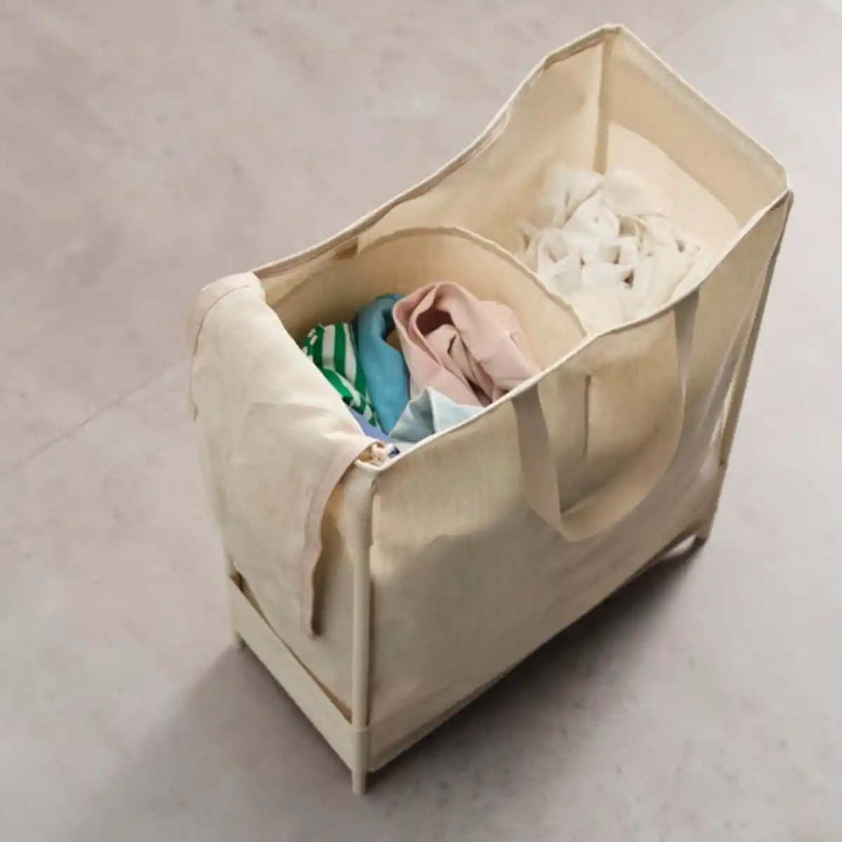 Bild 2 von PURRPINGLA Wäschesack mit Gestell, beige, 42 l