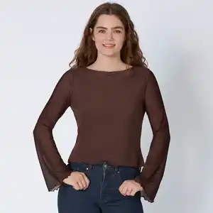 Damen-Langarmshirt mit Trompetenärmeln
