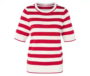 Feinstrickpullover, rot-weiß gestreift