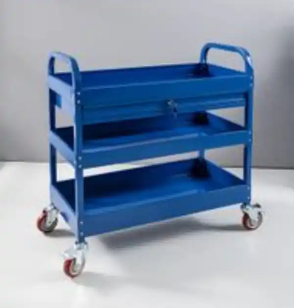 Bild 3 von Werkzeugrollwagen mit 3 Ablagen & verschließbarer Schublade 80x 41x 78 cm blau