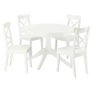ROSENTORP / ROSENTORP Tisch und 4 Stühle, weiß/weiß, 110/155 cm