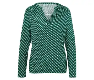 Bedrucktes Blusenshirt, grün-dunkelblau-weiß