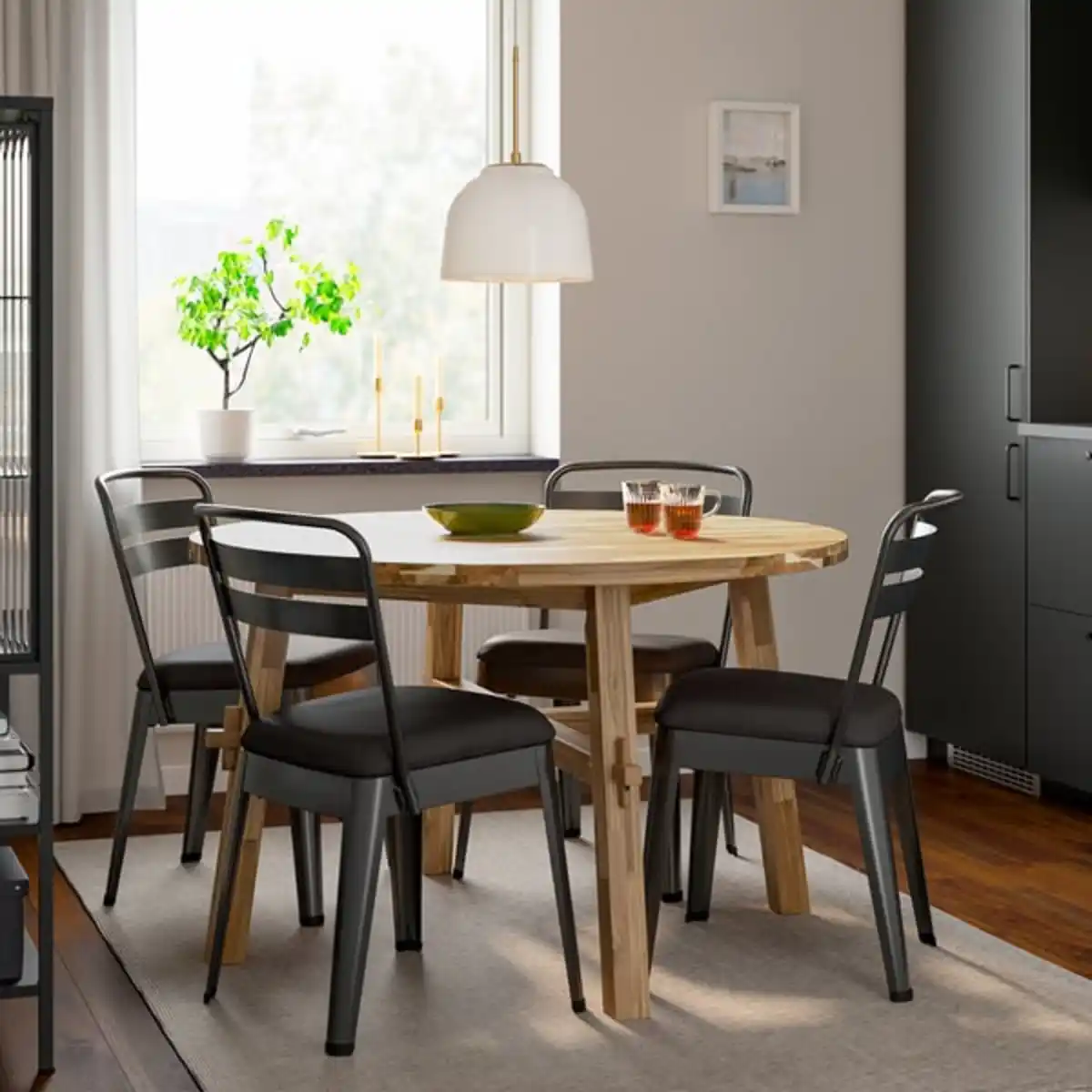 Bild 2 von SKOGSTA / RAMSNÄS Tisch und 4 Stühle, Akazie/anthrazit Vissle dunkelgrau, 120 cm