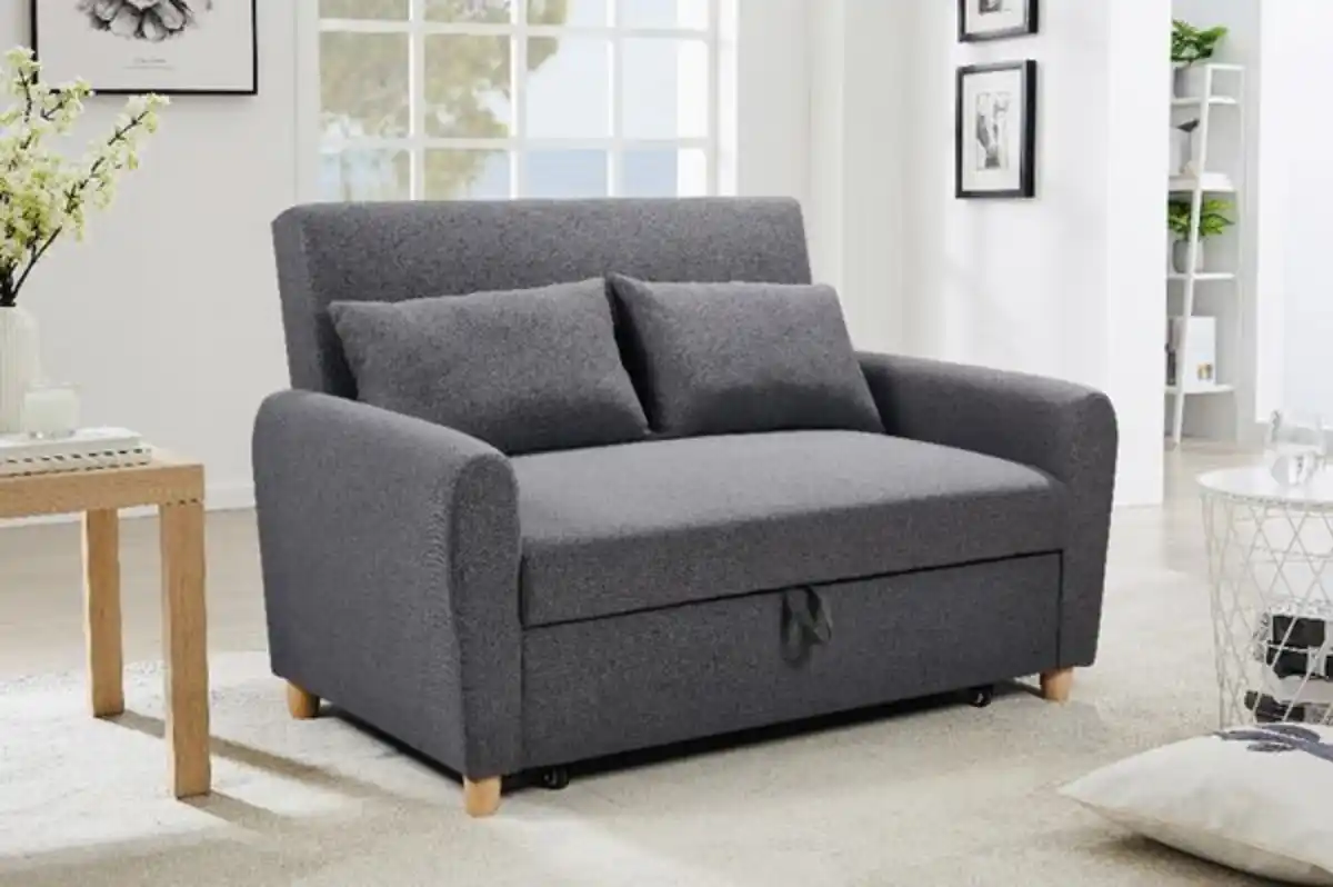 Bild 2 von Schlafsofa mit Ausziehfunktion und 2 Kissen, ca. 139 x 96 x 88 cm – Dunkelgrau