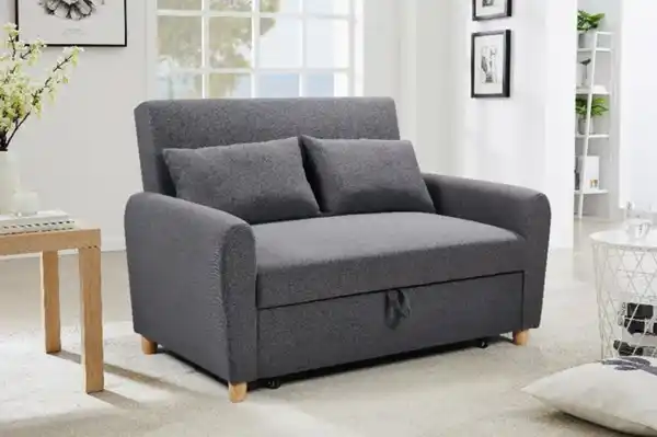 Bild 2 von Schlafsofa mit Ausziehfunktion und 2 Kissen, ca. 139 x 96 x 88 cm – Dunkelgrau