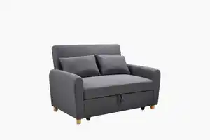 Schlafsofa mit Ausziehfunktion und 2 Kissen, ca. 139 x 96 x 88 cm – Dunkelgrau