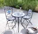Bild 2 von 3tlg. Sitzgruppe Mosaik mit Tisch Ø 60 cm & 2 Stühlen FLOWER