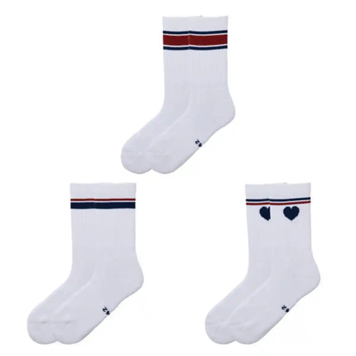 Bild 1 von CRANE Damen und Herren Tennis-Socken 3er-Pack, Damen, Weiss/Rot/Blau, Gr. 35/38
