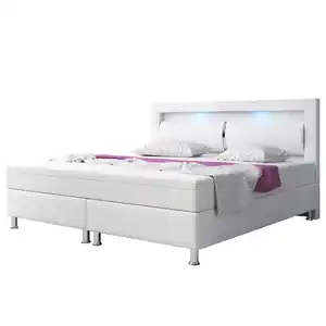 Boxspringbett MILANO ca. 180x200cm- Weiß mit integriertem Topper