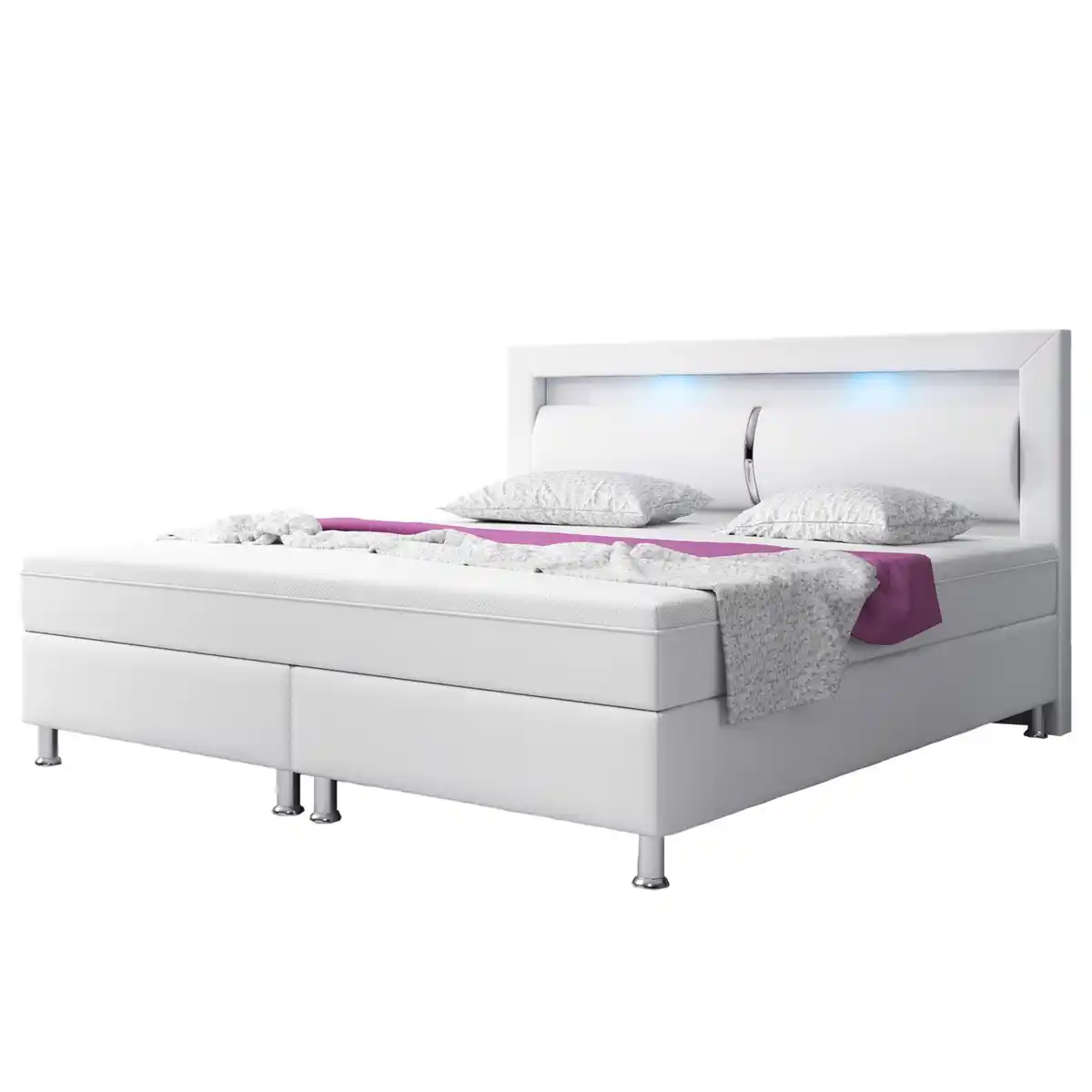 Bild 1 von Boxspringbett MILANO ca. 180x200cm- Weiß mit integriertem Topper