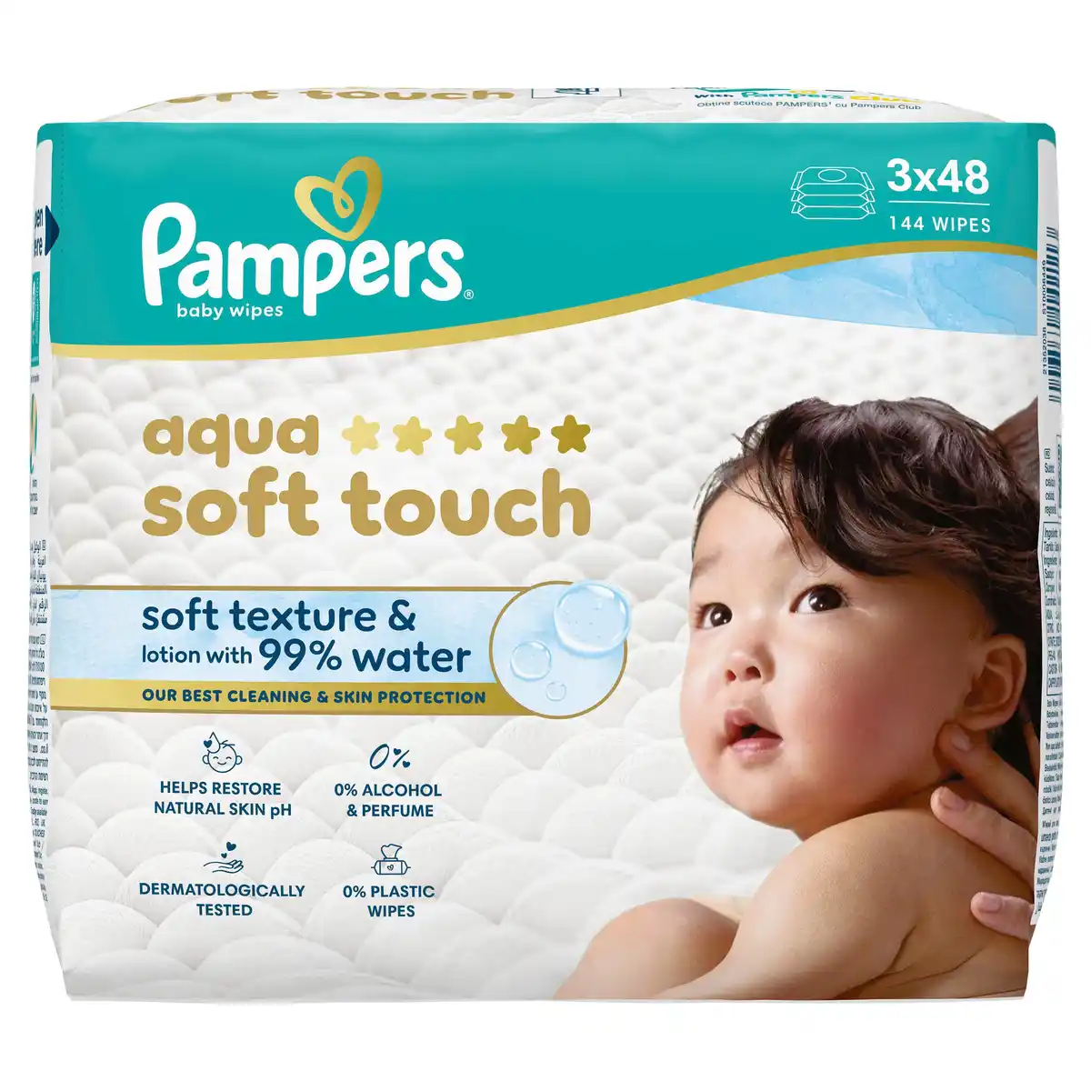 Bild 1 von Pampers Aqua Soft Touch Feuchttücher, 144 Stk