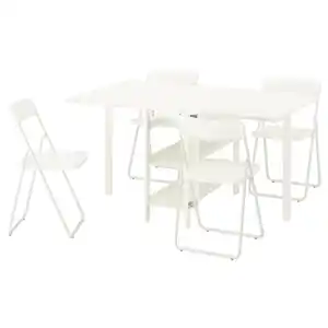 VIHALS / VIHALS Tisch und 4 Stühle, Klapptisch weiß/klappbar weiß, 39/95/151x90 cm