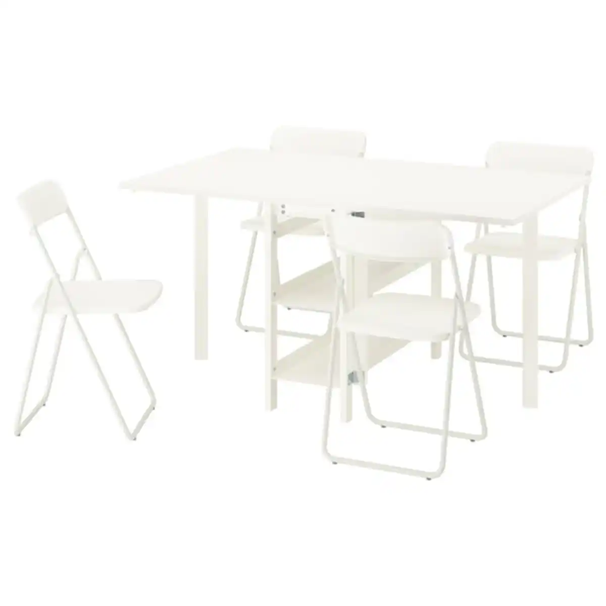 Bild 1 von VIHALS / VIHALS Tisch und 4 Stühle, Klapptisch weiß/klappbar weiß, 39/95/151x90 cm