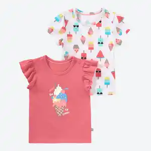 Baby-Mädchen-T-Shirt aus Baumwolle, 2er-Pack