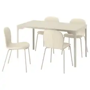 SKÅLSTA Tisch und 4 Stühle, helles Graubeige gerade hell graubeige/Knäbäck beige röhrenförmig. Metall/hell graubeige, 140x80 cm