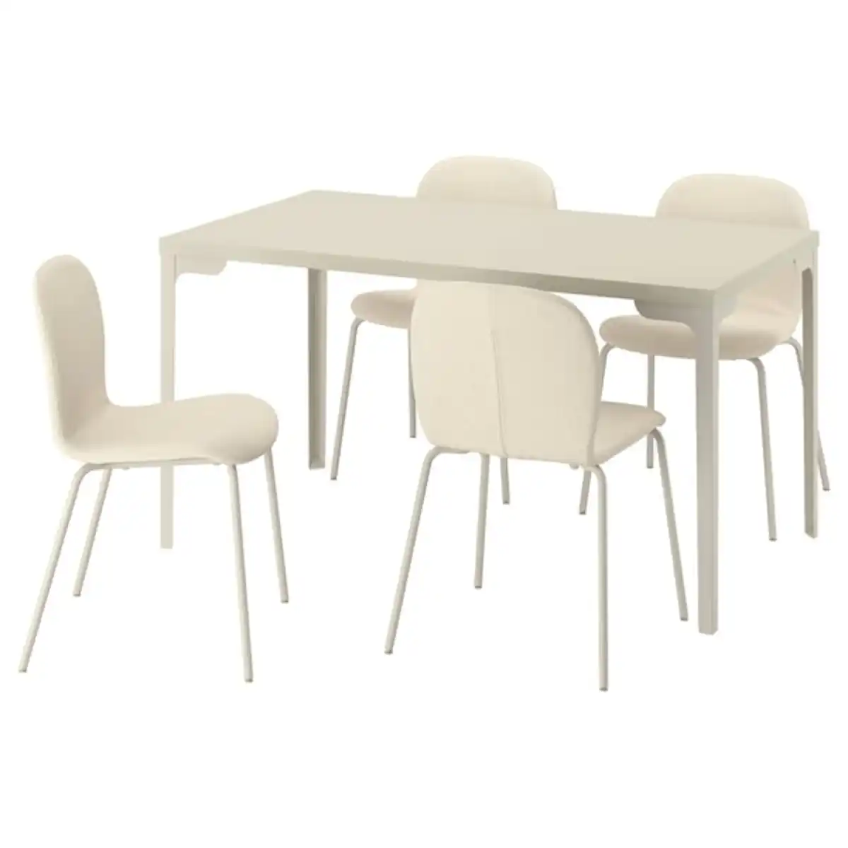 Bild 1 von SKÅLSTA Tisch und 4 Stühle, helles Graubeige gerade hell graubeige/Knäbäck beige röhrenförmig. Metall/hell graubeige, 140x80 cm