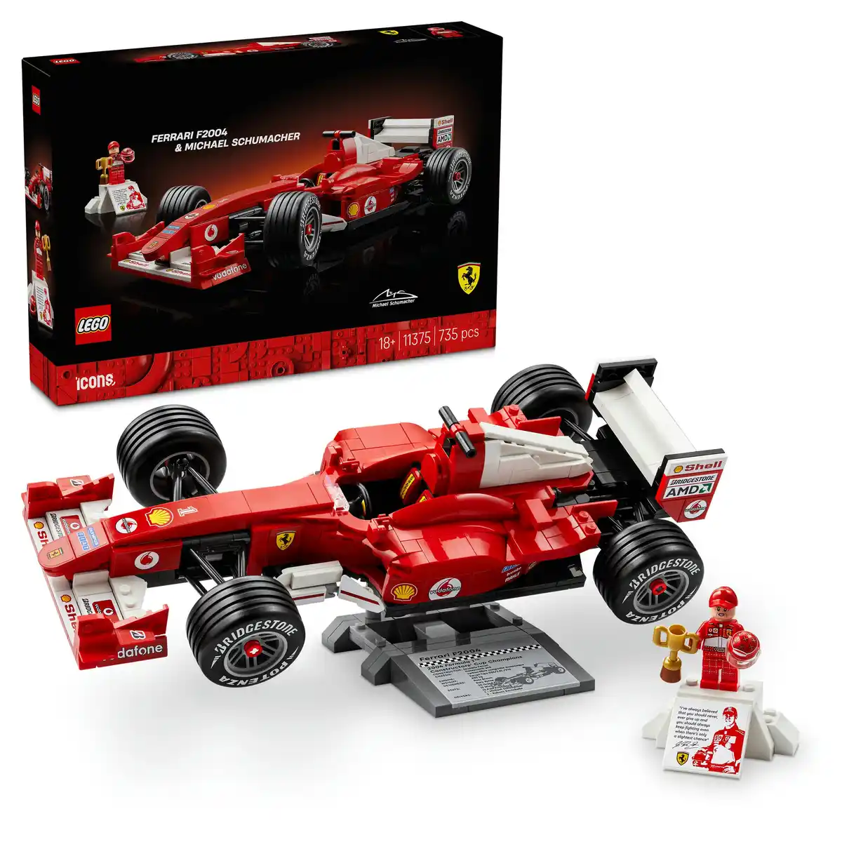 Bild 1 von LEGO Icons 11375 Ferrari F2004 und Michael Schumacher, Formel 1 Auto, 1 Stk