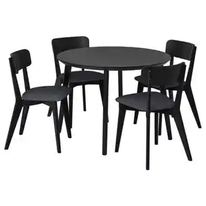 LISABO / LISABO Tisch und 4 Stühle, schwarz/Tallmyra schwarz/grau, 105 cm
