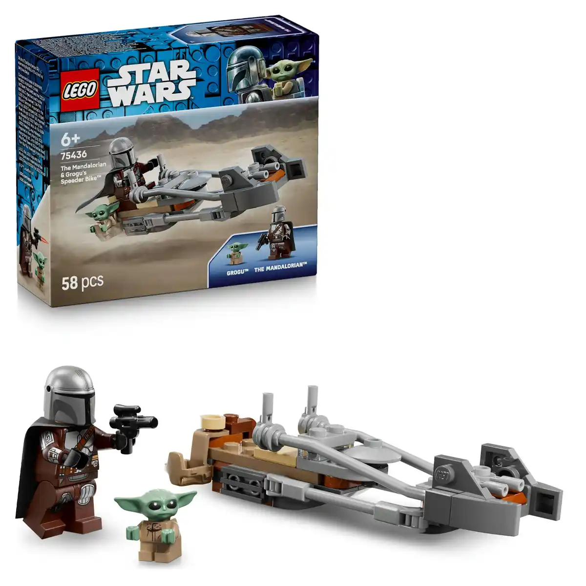 Bild 1 von LEGO Star Wars 75436 Der Mandalorianer und Grogu auf ihrem Speeder Bike, 1 Stk