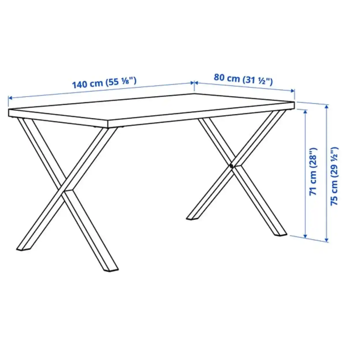 Bild 4 von SKÅLSTA Tisch und 4 Stühle, helles Graubeige x-förmig schwarzgrau/Kunsstoff beige profiliertes Metall/schwarzgrau, 140x80 cm