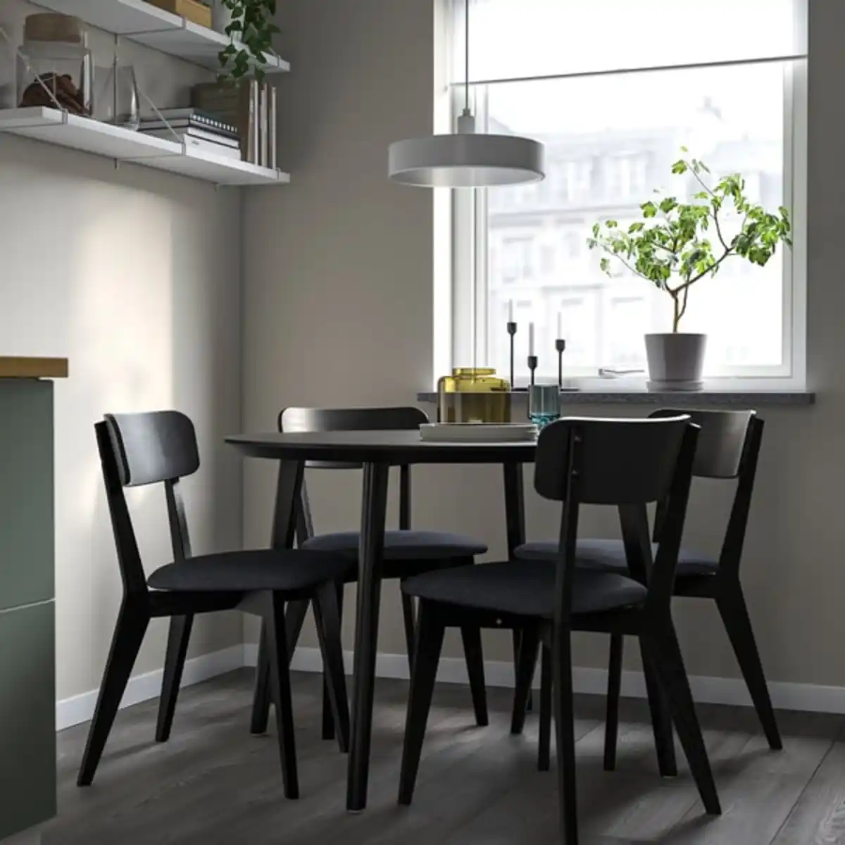 Bild 3 von LISABO / LISABO Tisch und 4 Stühle, schwarz/Tallmyra schwarz/grau, 105 cm