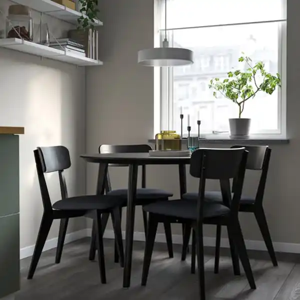 Bild 3 von LISABO / LISABO Tisch und 4 Stühle, schwarz/Tallmyra schwarz/grau, 105 cm