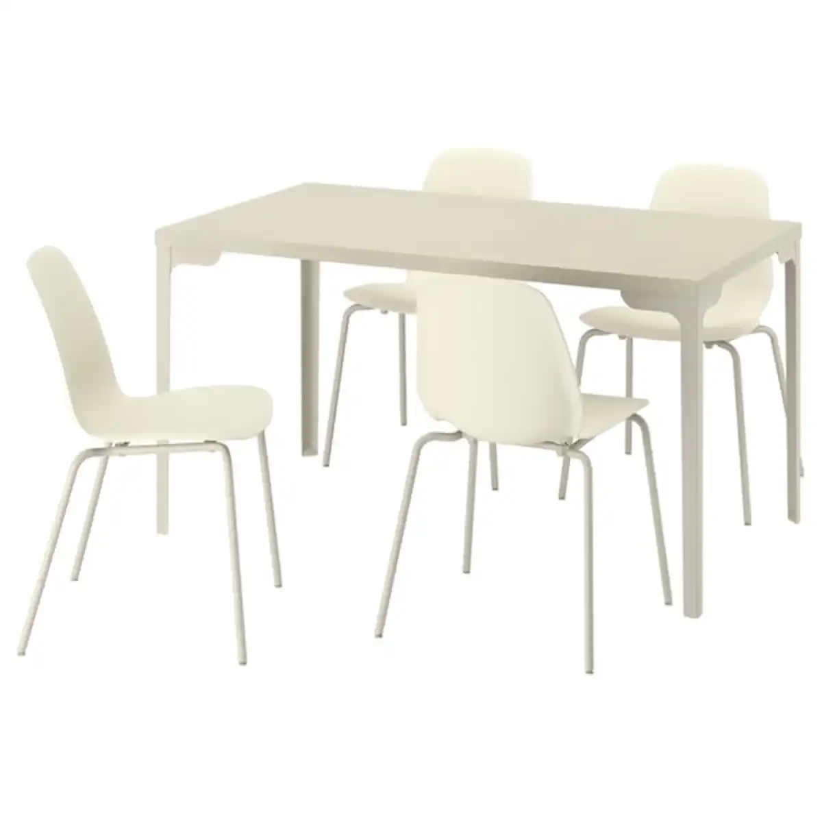 Bild 1 von SKÅLSTA Tisch und 4 Stühle, helles Graubeige gerade hell graubeige/Kunsstoff beige röhrenförmig. Metall/hell graubeige, 140x80 cm