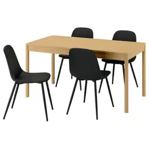 TONSTAD / NORDMANSSKÄR Tisch und 4 Stühle, Eichenfurnier/Bomstad schwarz schwarz, 150x80 cm