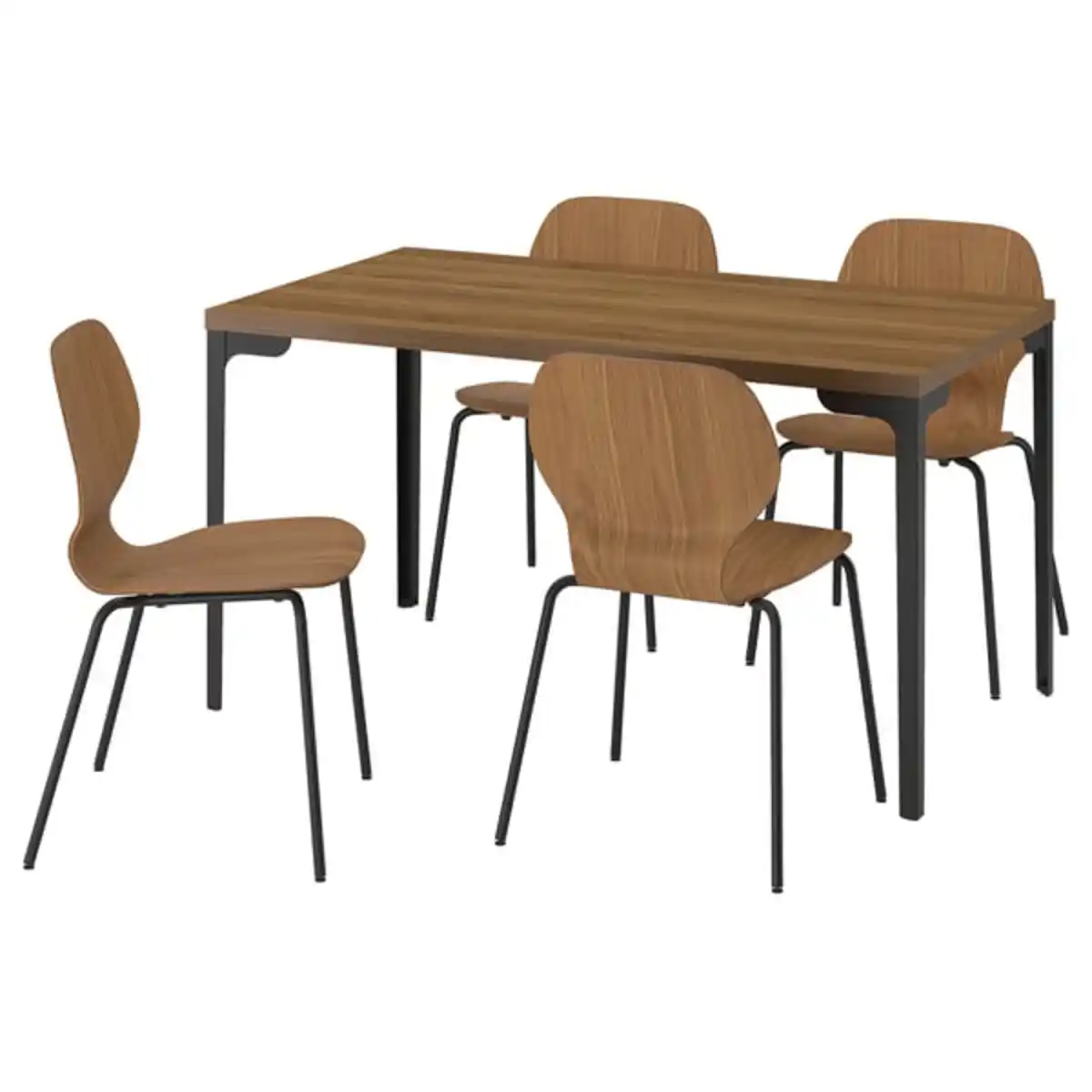Bild 1 von SKÅLSTA Tisch und 4 Stühle, Nussbaumnachbildung gerade schwarzgrau/Nussbaumfurnier röhrenförmiges Metall/schwarzgrau, 140x80 cm