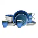 Bild 1 von Creatable Kombiservice Caldera blau, Blau, Weiß, Keramik, 16-teilig, 300 ml,400 ml, handbemalt, lebensmittelecht, stapelbar, Essen & Trinken, Geschirr, Geschirr-Sets, Kombiservice