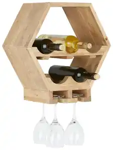 Weinregal aus Akazie Massiv, Akaziefarben