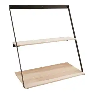 Wandregal, Braun, Schwarz, Holz, Metall, Kiefer, 50x52x21 cm, hängend, Küchen, Küchenmöbel, Küchenregale