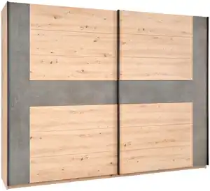 Schwebetürenschrank Chanton Eichefarben ca. 221x210x62cm, Eichefarben, Dunkelgrau