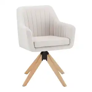 Armlehnstuhl Lucita Beige Samt Drehbar Gepolstert, Naturfarben, Beige