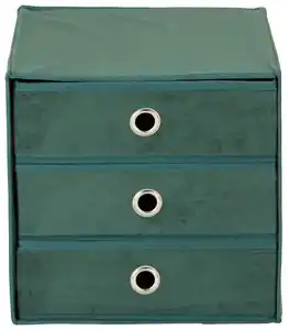 Schubladenbox Mona aus Samt in Dunkelgrün, Dunkelgrün