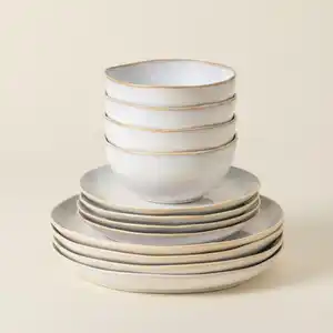 Costa Nova Kombiservice Brisa, Perlmutt, Keramik, 12-teilig, 670 ml, Handmade in Europe, Essen & Trinken, Geschirr, Geschirr-Sets, Kombiservice